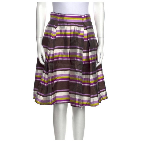 Kate Spade Skirt the Rules Silk Cream Striped A-Line Skirt 2 - Picture 2 of 11